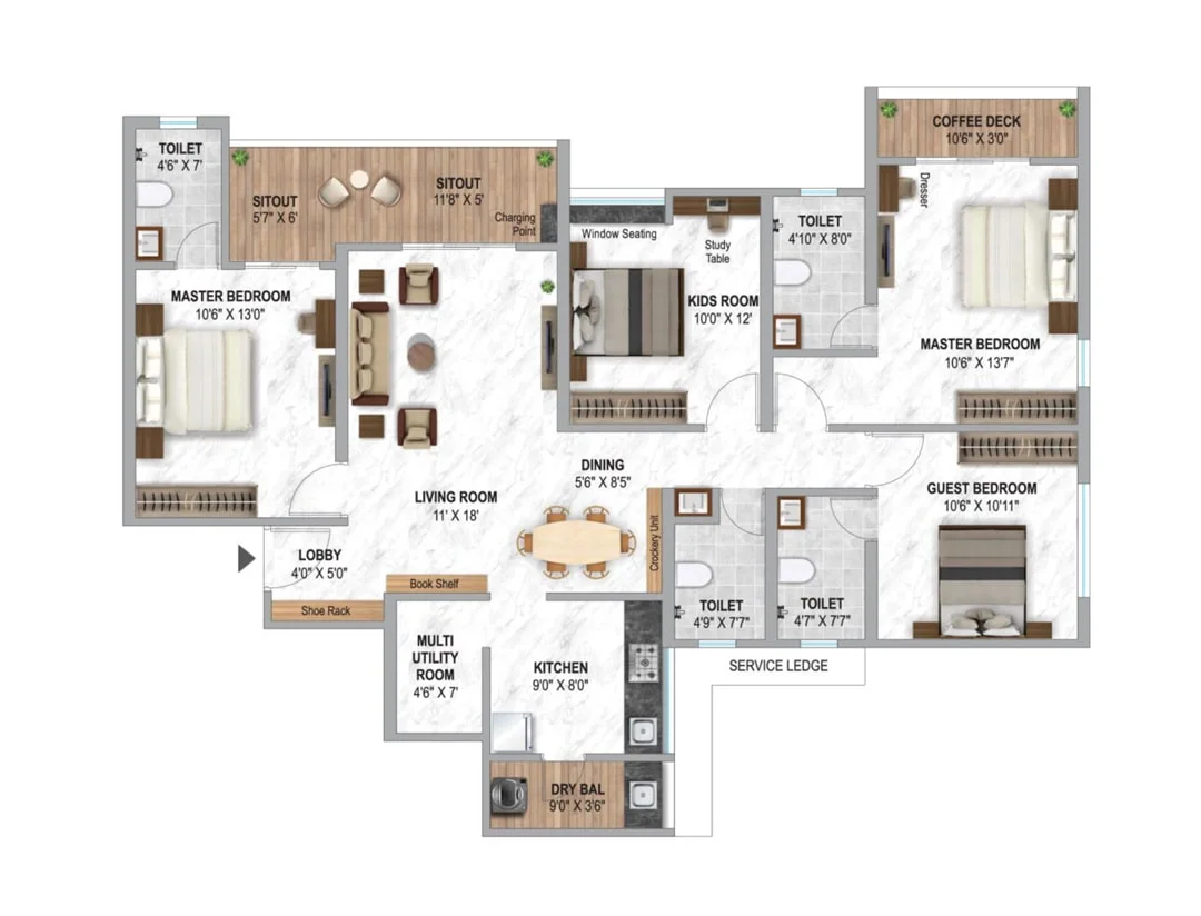 Krisala Luxoverts Tathawade 4 BHK